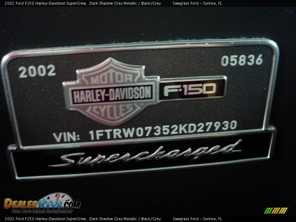 2002 Ford F150 Harley-Davidson SuperCrew Dark Shadow Grey Metallic / Black/Grey Photo #21