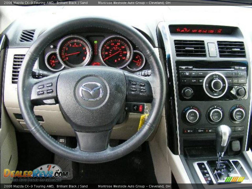 2008 Mazda CX-9 Touring AWD Brilliant Black / Sand Photo #17