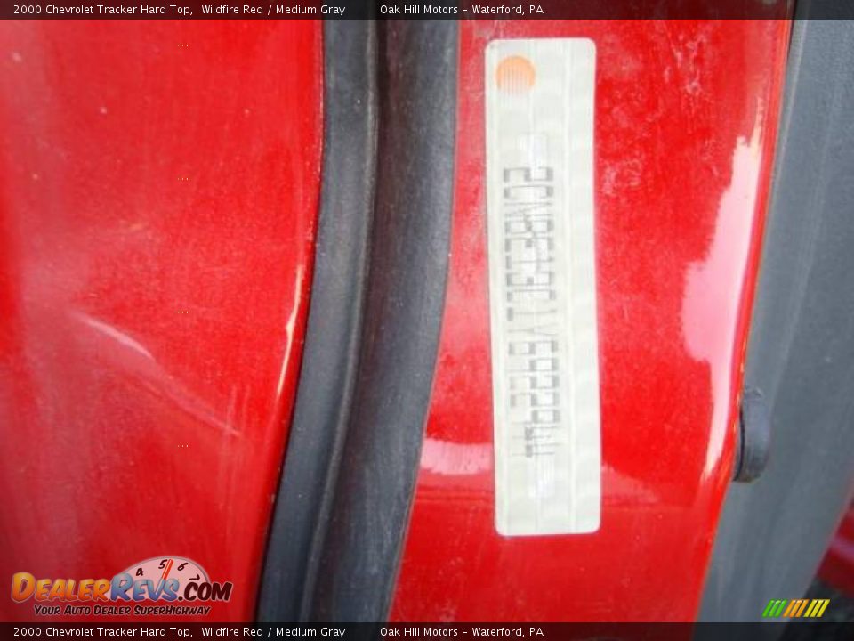 2000 Chevrolet Tracker Hard Top Wildfire Red / Medium Gray Photo #15