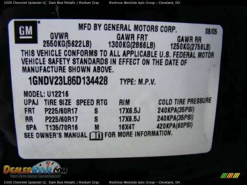 2006 Chevrolet Uplander LS Dark Blue Metallic / Medium Gray Photo #28