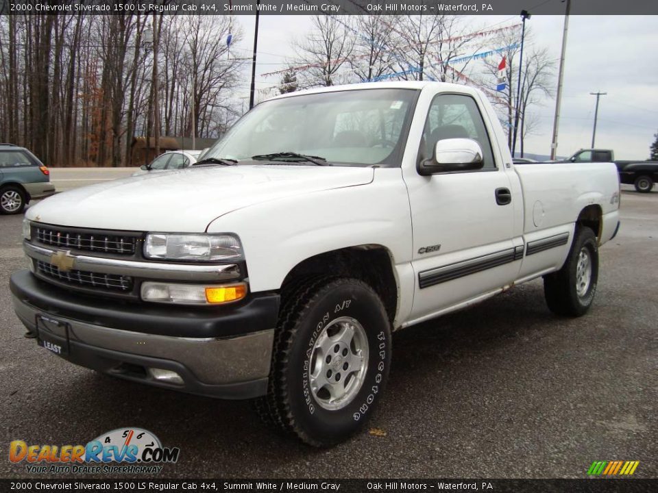 2000 Chevrolet Silverado 1500 LS Regular Cab 4x4 Summit White / Medium Gray Photo #7