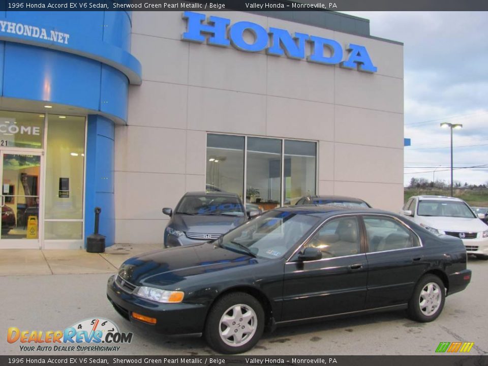 1996 Honda Accord EX V6 Sedan Sherwood Green Pearl Metallic / Beige Photo #1