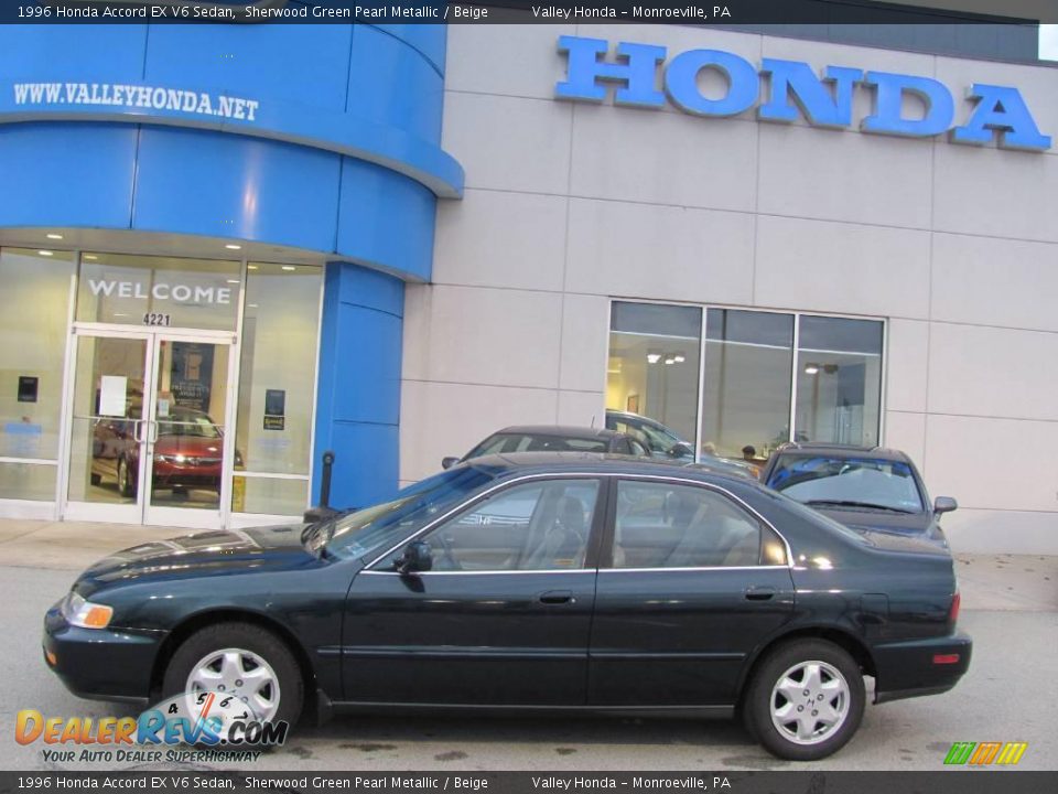 1996 Honda Accord EX V6 Sedan Sherwood Green Pearl Metallic / Beige Photo #3
