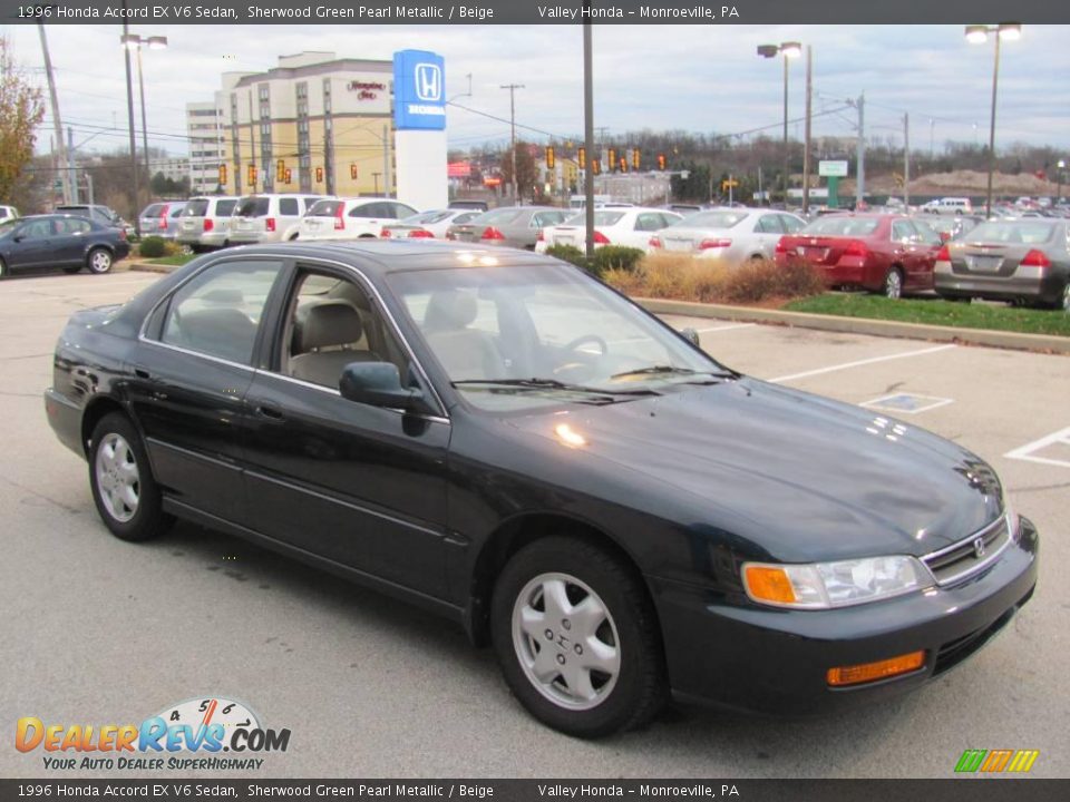 1996 Honda Accord EX V6 Sedan Sherwood Green Pearl Metallic / Beige Photo #7