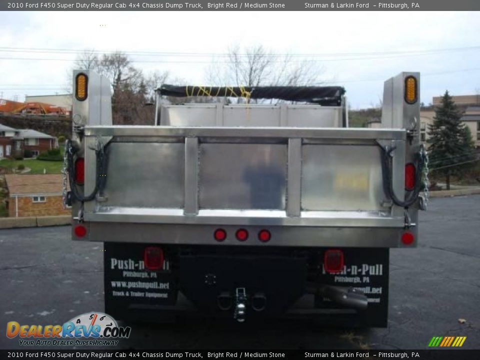 2010 Ford F450 Super Duty Regular Cab 4x4 Chassis Dump Truck Bright Red / Medium Stone Photo #4