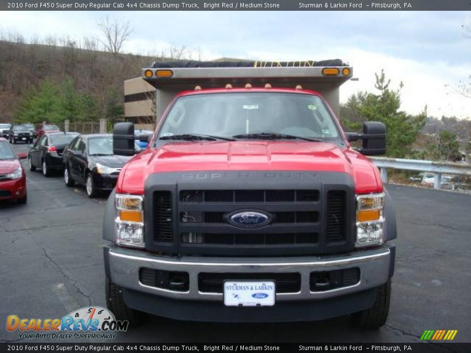 2010 Ford F450 Super Duty Regular Cab 4x4 Chassis Dump Truck Bright Red / Medium Stone Photo #8