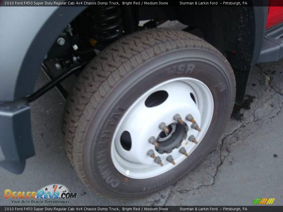 2010 Ford F450 Super Duty Regular Cab 4x4 Chassis Dump Truck Bright Red / Medium Stone Photo #9