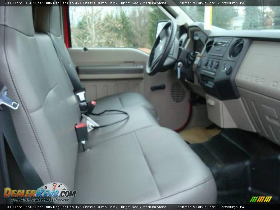 2010 Ford F450 Super Duty Regular Cab 4x4 Chassis Dump Truck Bright Red / Medium Stone Photo #13