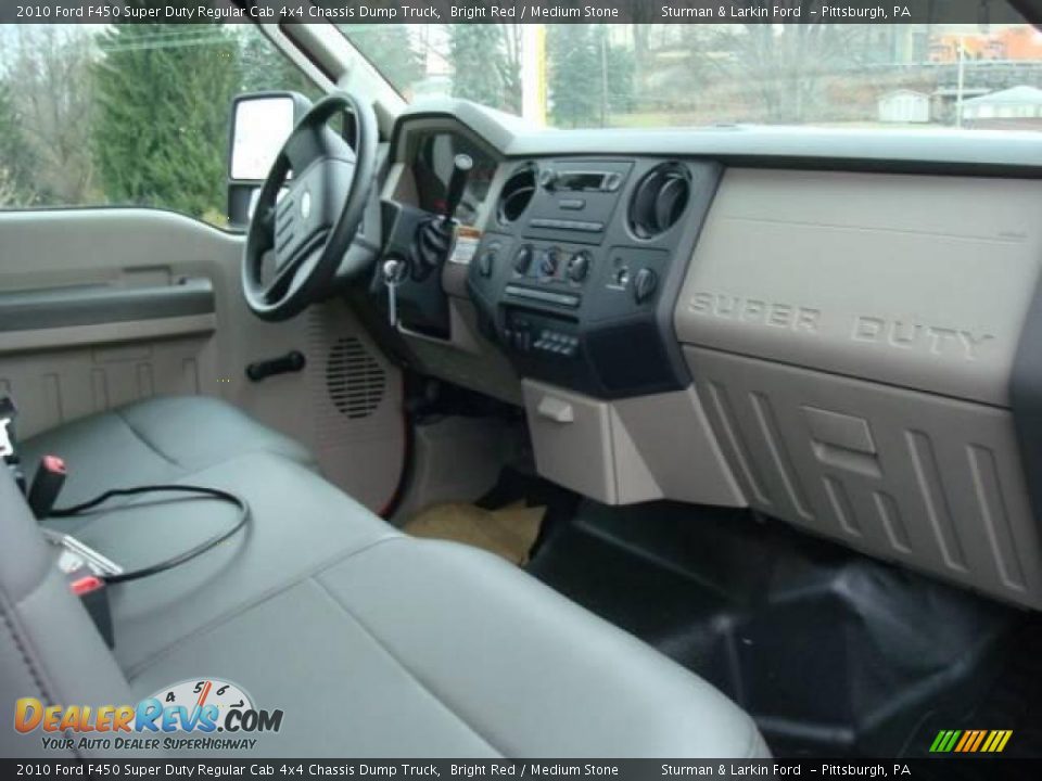 2010 Ford F450 Super Duty Regular Cab 4x4 Chassis Dump Truck Bright Red / Medium Stone Photo #14