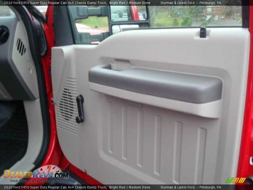 2010 Ford F450 Super Duty Regular Cab 4x4 Chassis Dump Truck Bright Red / Medium Stone Photo #15
