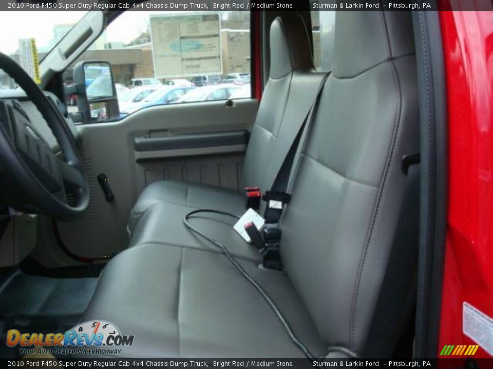 2010 Ford F450 Super Duty Regular Cab 4x4 Chassis Dump Truck Bright Red / Medium Stone Photo #16