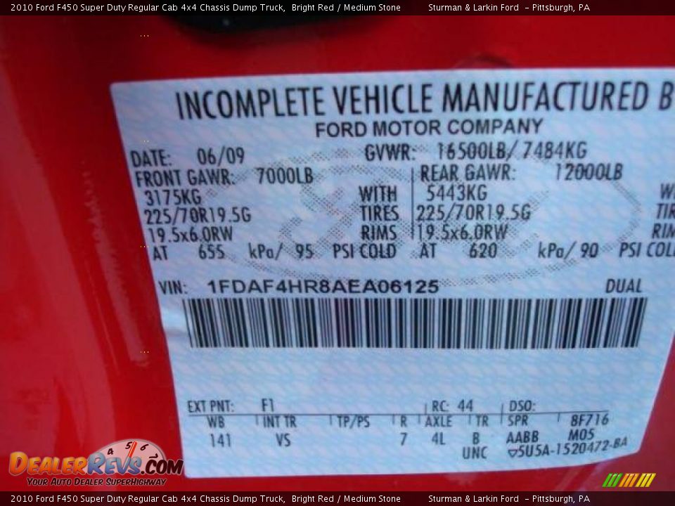 2010 Ford F450 Super Duty Regular Cab 4x4 Chassis Dump Truck Bright Red / Medium Stone Photo #19