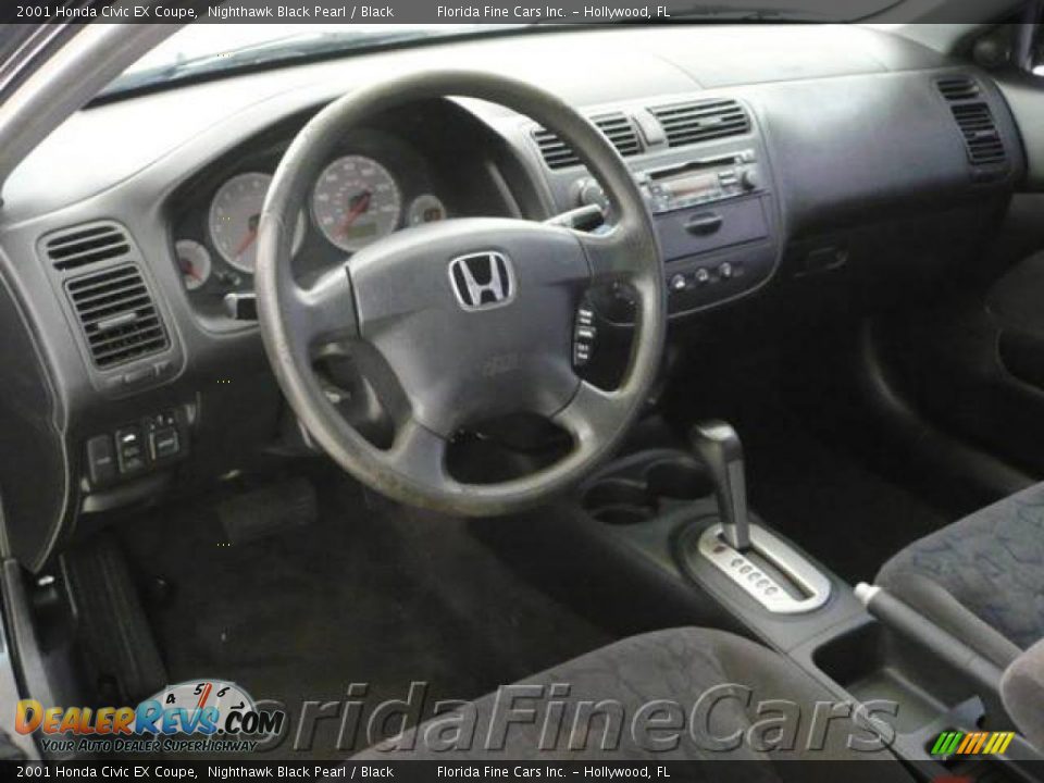 2001 Honda Civic EX Coupe Nighthawk Black Pearl / Black Photo #12