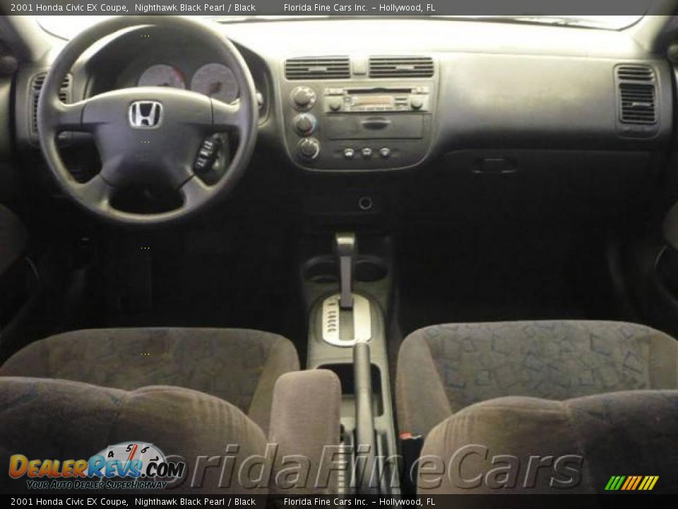 2001 Honda Civic EX Coupe Nighthawk Black Pearl / Black Photo #15