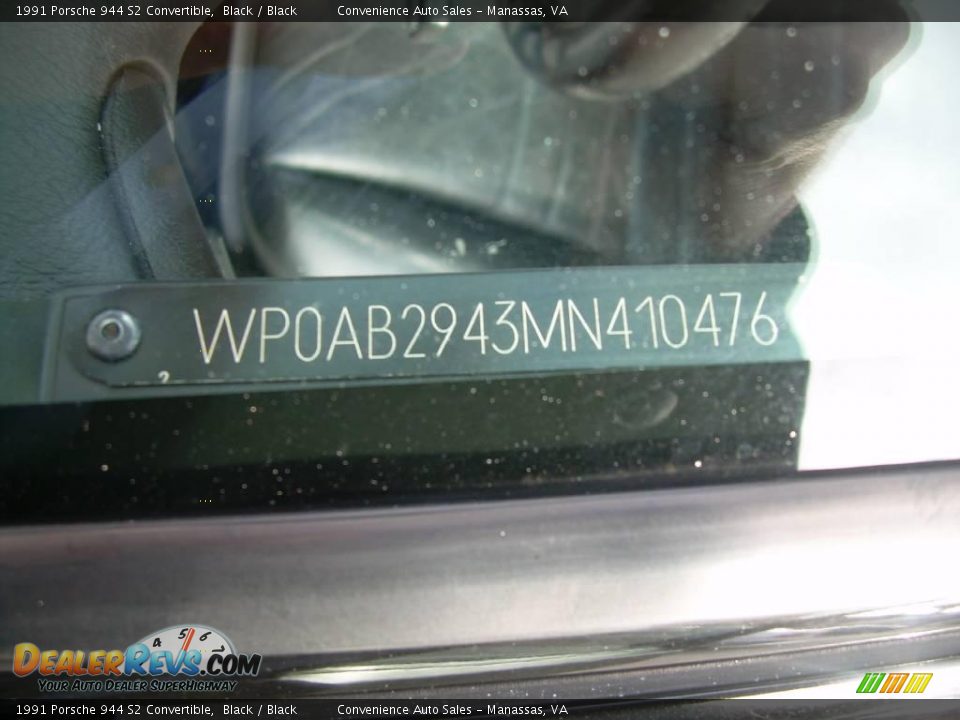 1991 Porsche 944 S2 Convertible Black / Black Photo #10