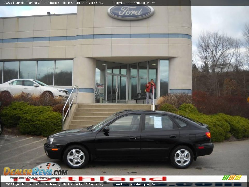 2003 Hyundai Elantra GT Hatchback Black Obsidian / Dark Gray Photo #1