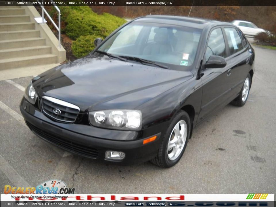 2003 Hyundai Elantra GT Hatchback Black Obsidian / Dark Gray Photo #2