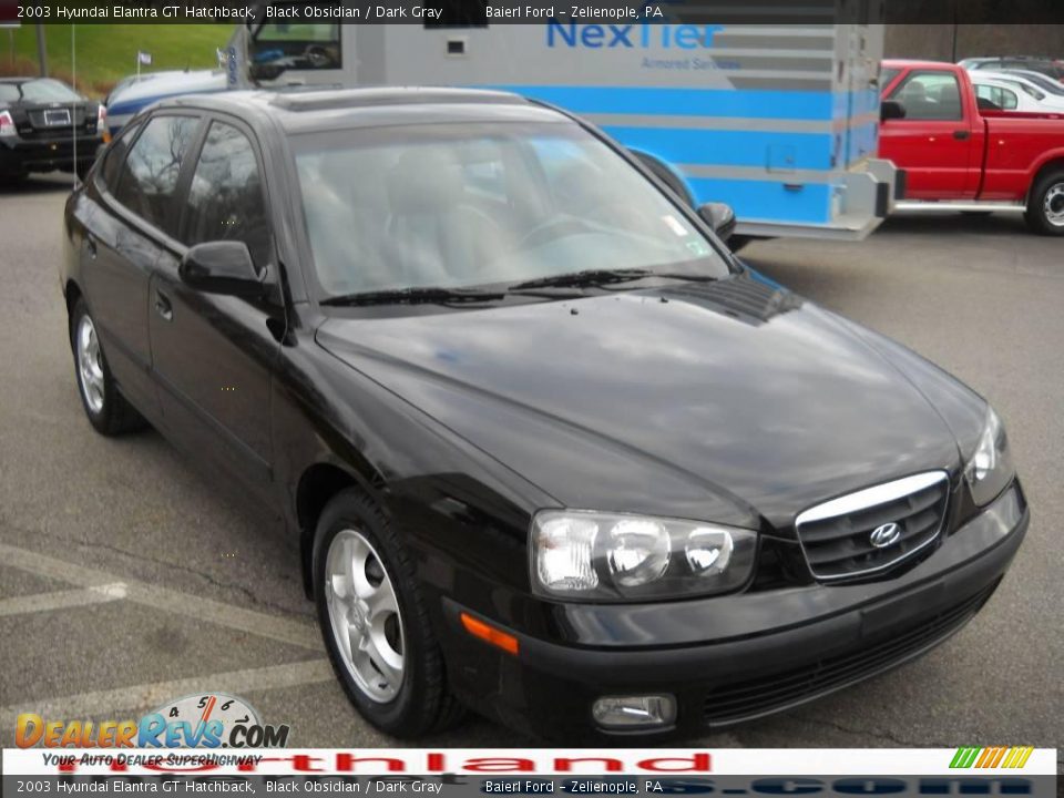 2003 Hyundai Elantra GT Hatchback Black Obsidian / Dark Gray Photo #4