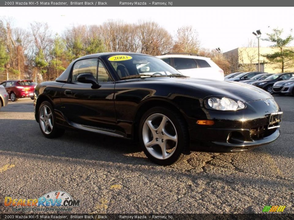 2003 Mazda MX-5 Miata Roadster Brilliant Black / Black Photo #1