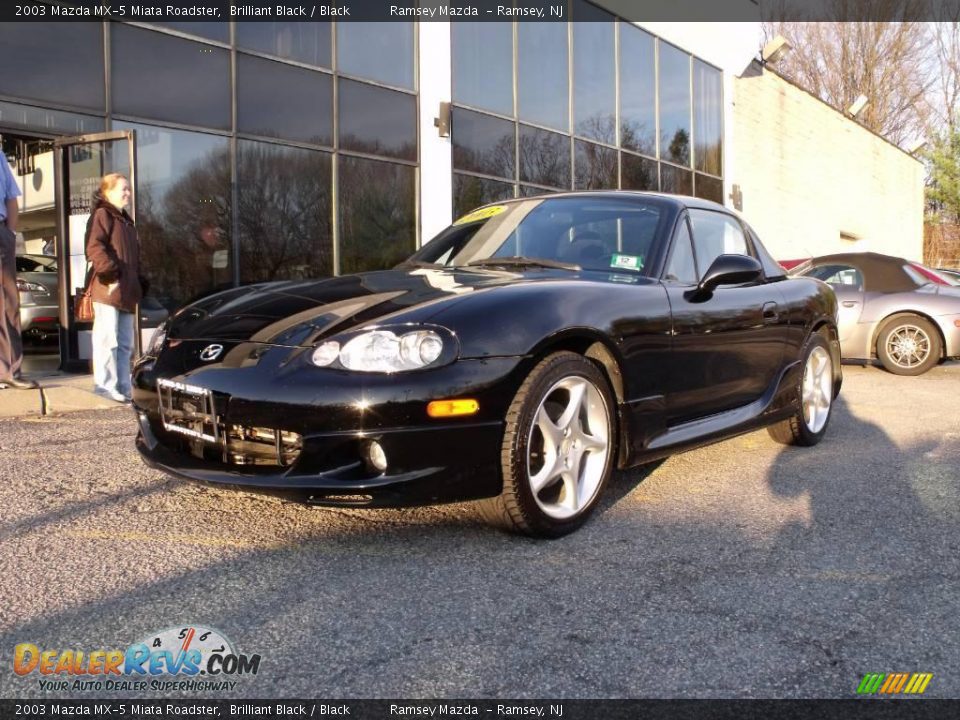 2003 Mazda MX-5 Miata Roadster Brilliant Black / Black Photo #3