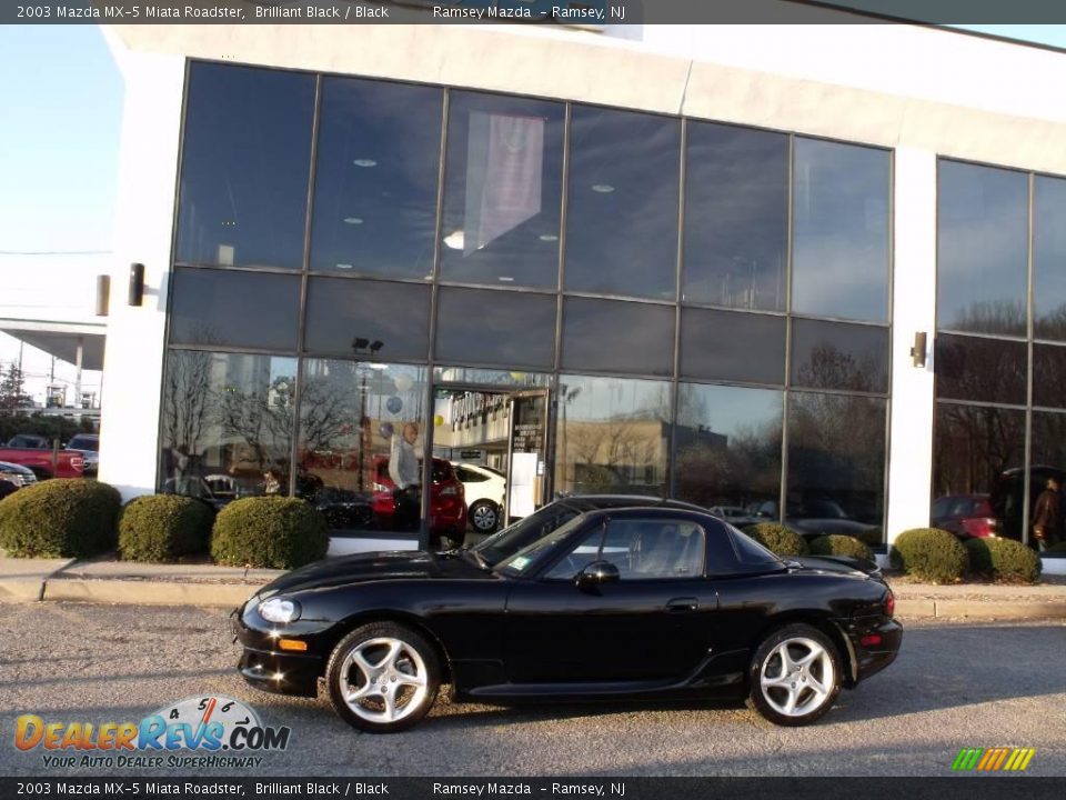 2003 Mazda MX-5 Miata Roadster Brilliant Black / Black Photo #4