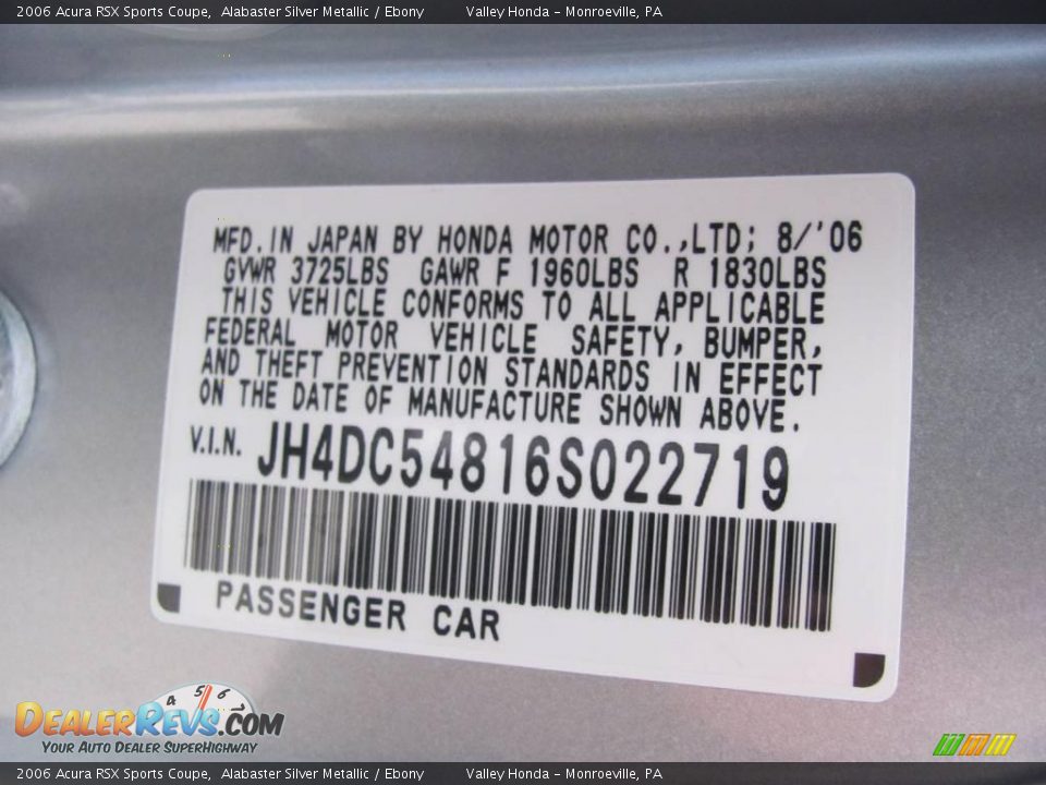 2006 Acura RSX Sports Coupe Alabaster Silver Metallic / Ebony Photo #14