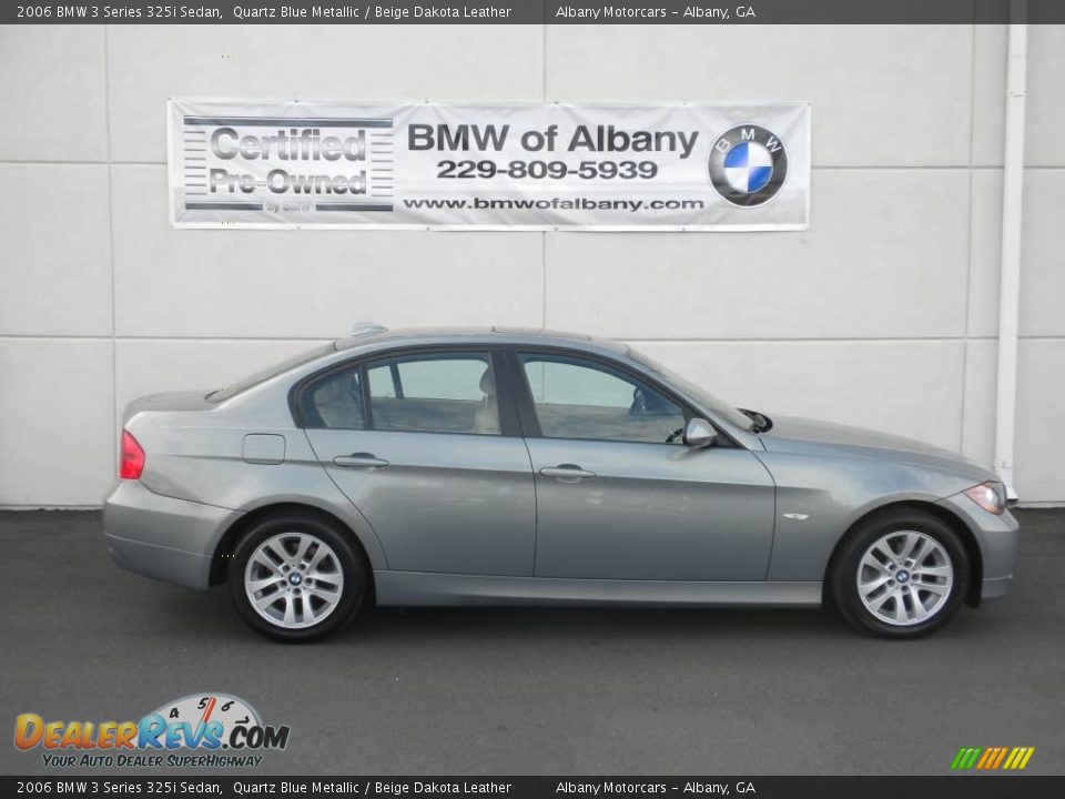 2006 BMW 3 Series 325i Sedan Quartz Blue Metallic / Beige Dakota Leather Photo #24