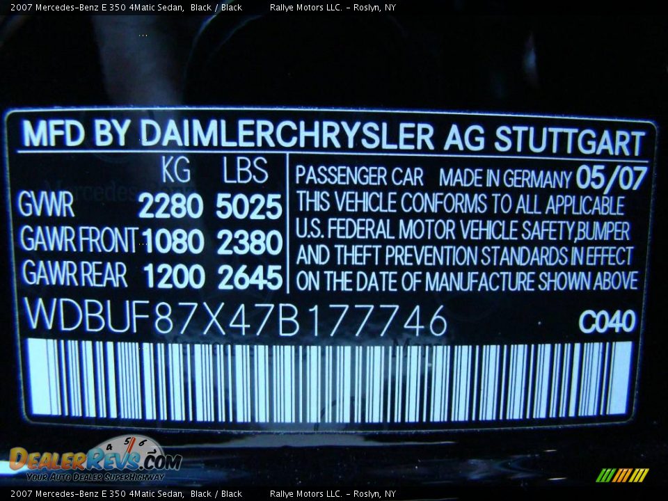 2007 Mercedes-Benz E 350 4Matic Sedan Black / Black Photo #15