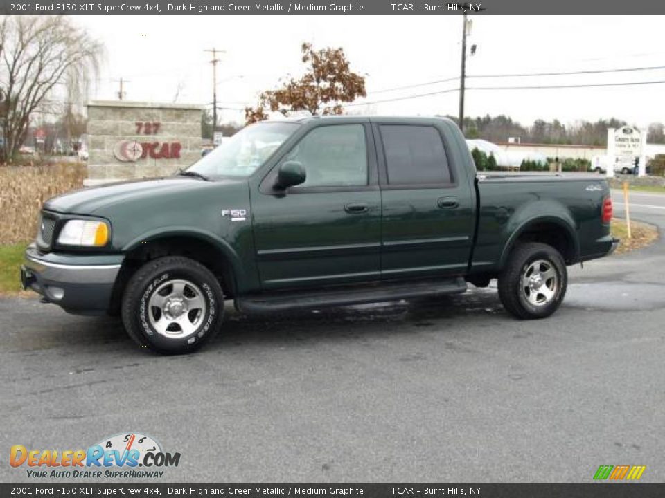 2001 Ford F150 XLT SuperCrew 4x4 Dark Highland Green Metallic / Medium Graphite Photo #1