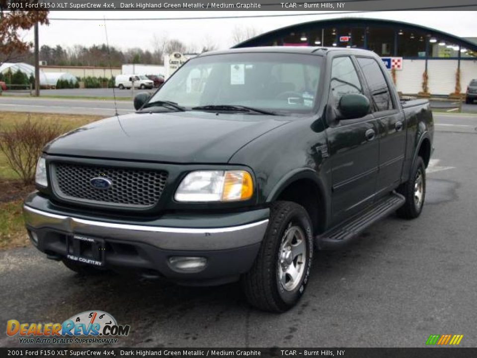 2001 Ford F150 XLT SuperCrew 4x4 Dark Highland Green Metallic / Medium Graphite Photo #2