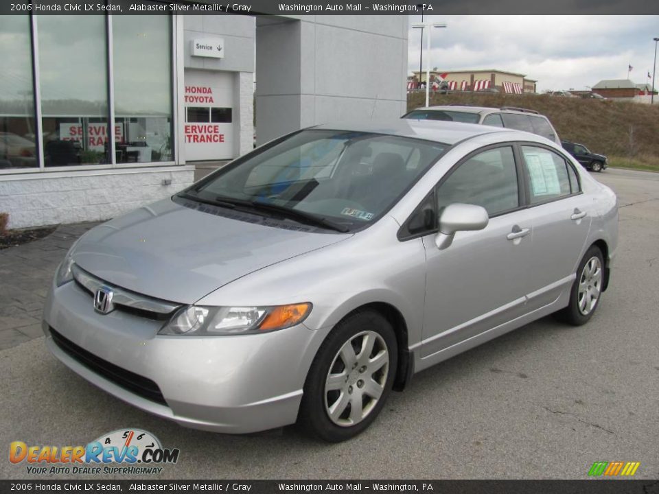 2006 Honda Civic LX Sedan Alabaster Silver Metallic / Gray Photo #2