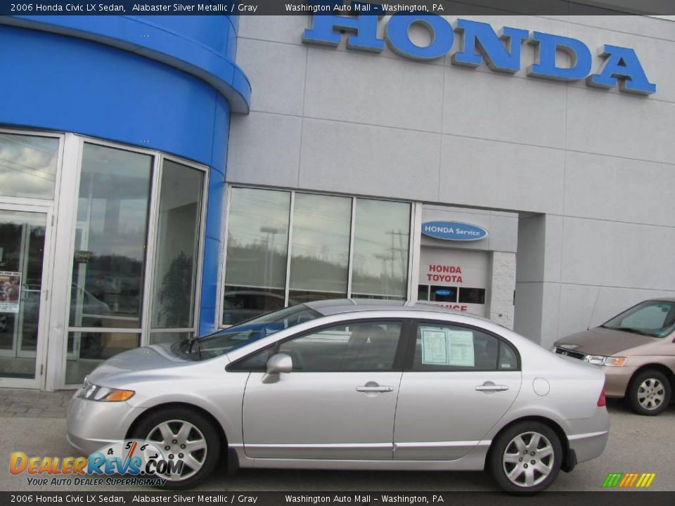 2006 Honda Civic LX Sedan Alabaster Silver Metallic / Gray Photo #3