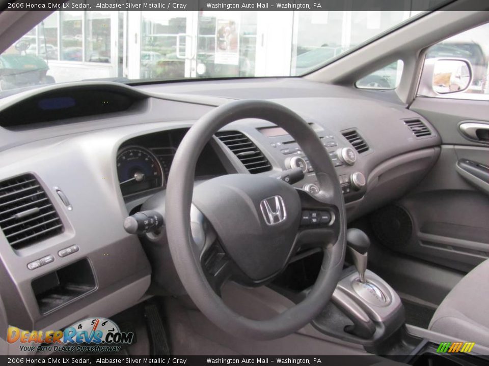 2006 Honda Civic LX Sedan Alabaster Silver Metallic / Gray Photo #13