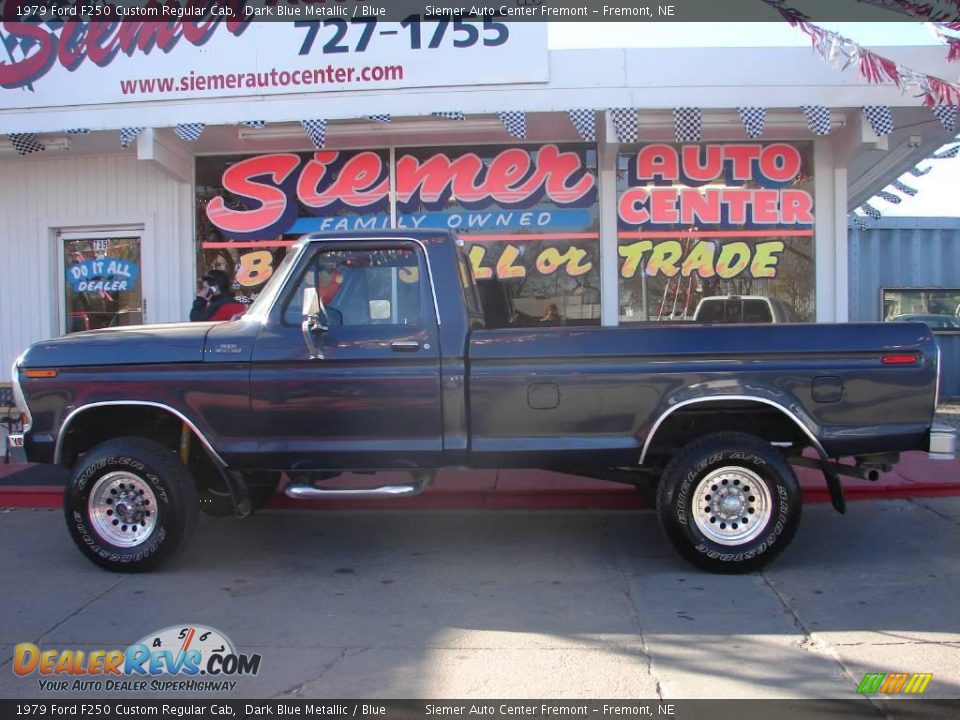 1979 Ford F250 Custom Regular Cab Dark Blue Metallic / Blue Photo #1