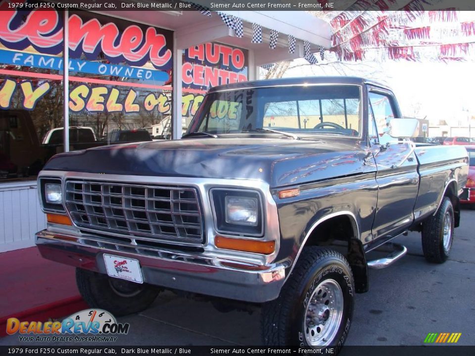 1979 Ford F250 Custom Regular Cab Dark Blue Metallic / Blue Photo #2