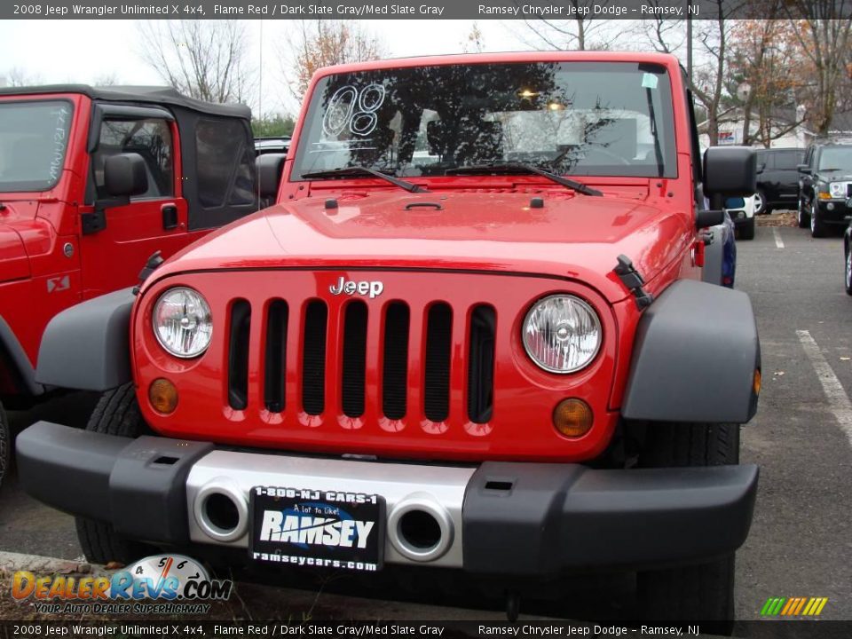 2008 Jeep Wrangler Unlimited X 4x4 Flame Red / Dark Slate Gray/Med Slate Gray Photo #1