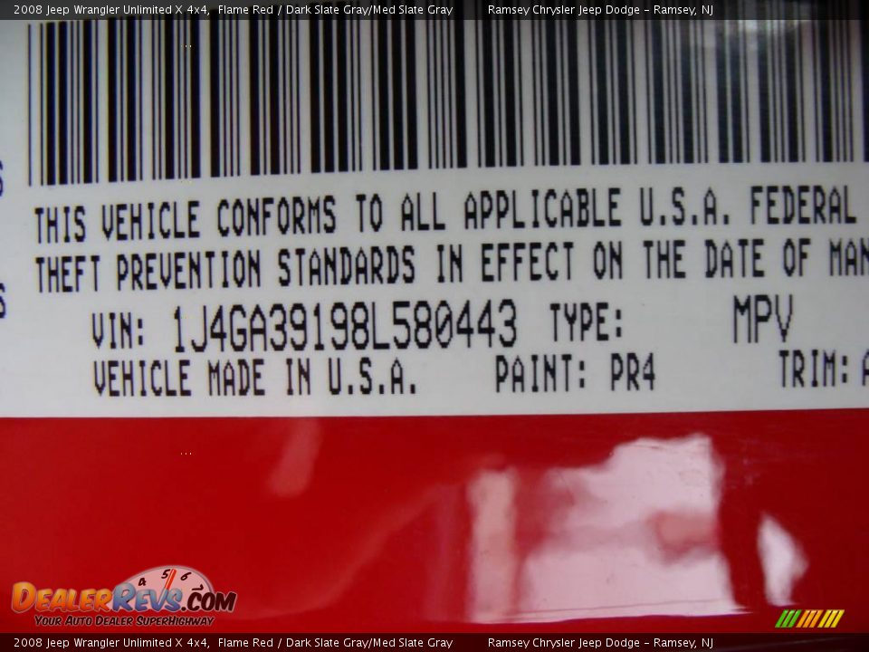 2008 Jeep Wrangler Unlimited X 4x4 Flame Red / Dark Slate Gray/Med Slate Gray Photo #16