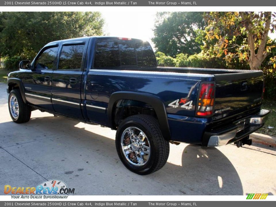 2001 Chevrolet Silverado 2500HD LS Crew Cab 4x4 Indigo Blue Metallic / Tan Photo #6