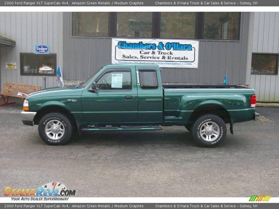 2000 Ford Ranger XLT SuperCab 4x4 Amazon Green Metallic / Medium Graphite Photo #2