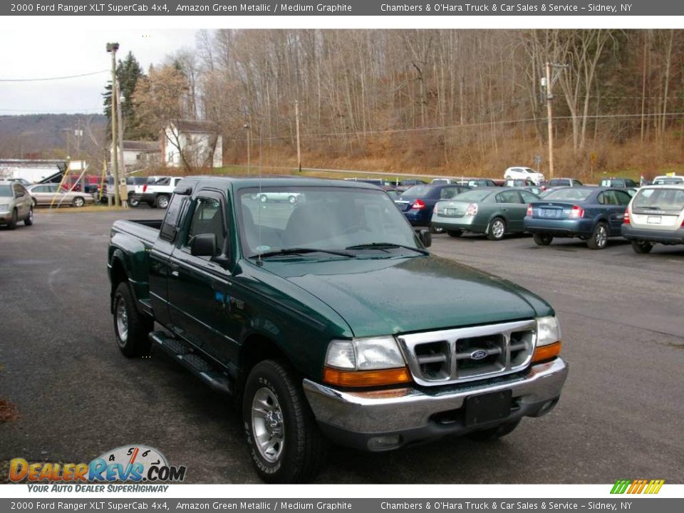 2000 Ford Ranger XLT SuperCab 4x4 Amazon Green Metallic / Medium Graphite Photo #13