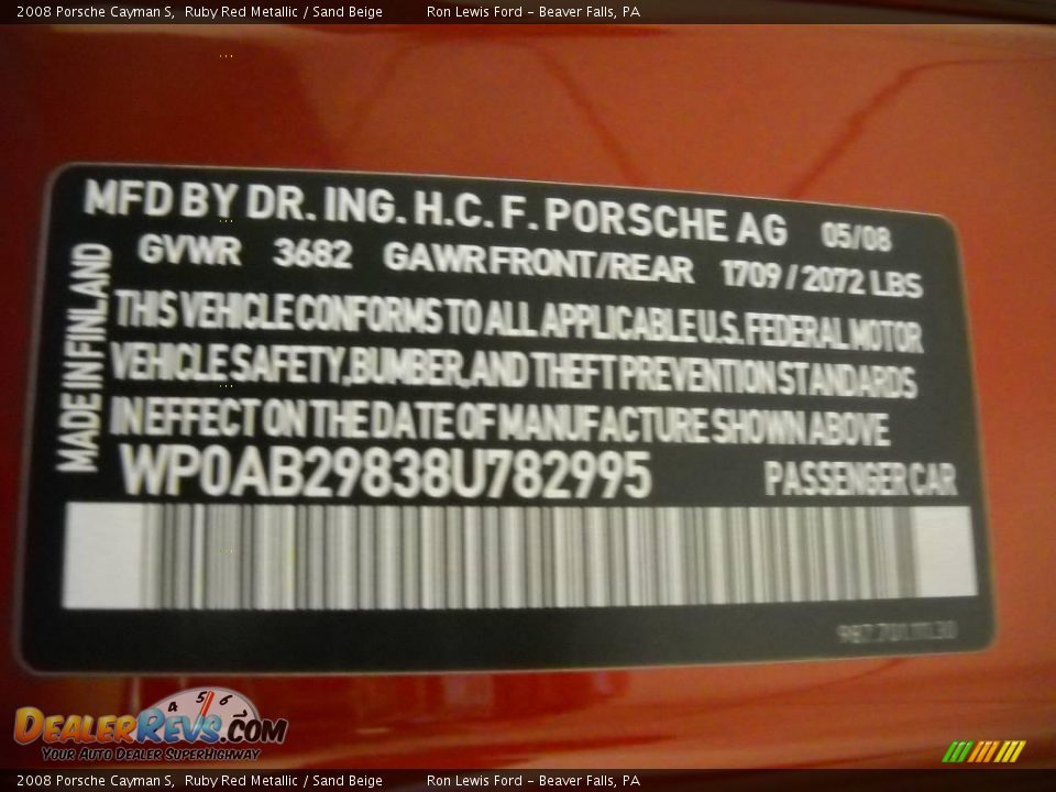 2008 Porsche Cayman S Ruby Red Metallic / Sand Beige Photo #15