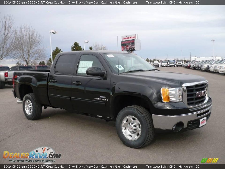 2009 GMC Sierra 2500HD SLT Crew Cab 4x4 Onyx Black / Very Dark Cashmere/Light Cashmere Photo #1