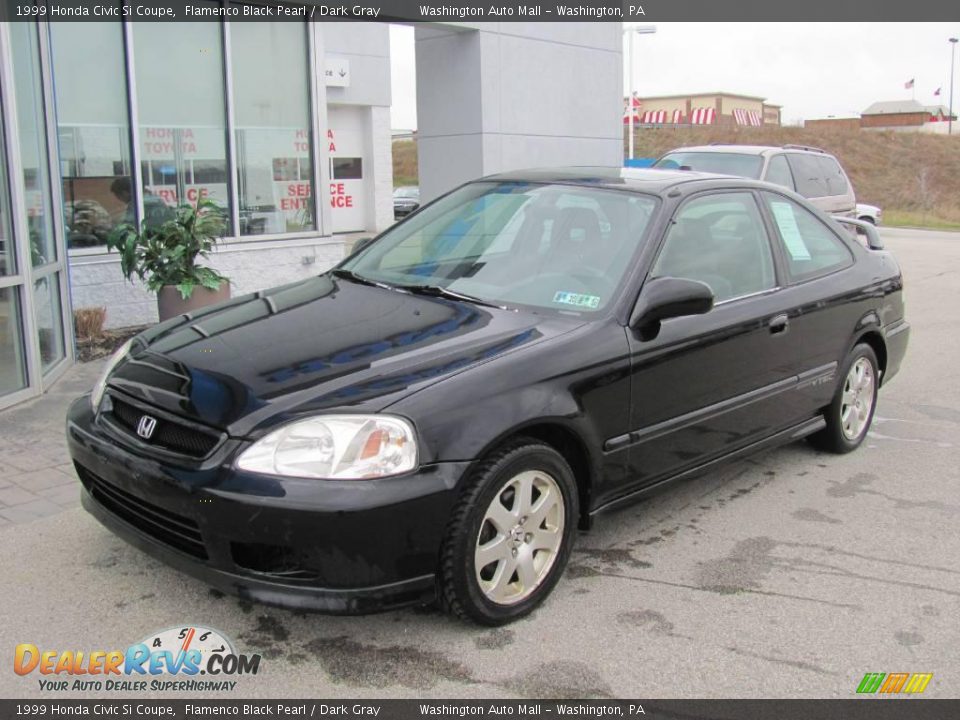 1999 Honda Civic Si Coupe Flamenco Black Pearl / Dark Gray Photo #2