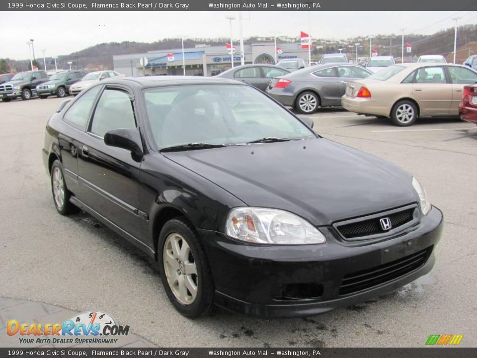 1999 Honda Civic Si Coupe Flamenco Black Pearl / Dark Gray Photo #10