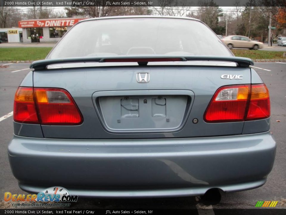 2000 Honda Civic LX Sedan Iced Teal Pearl / Gray Photo #4