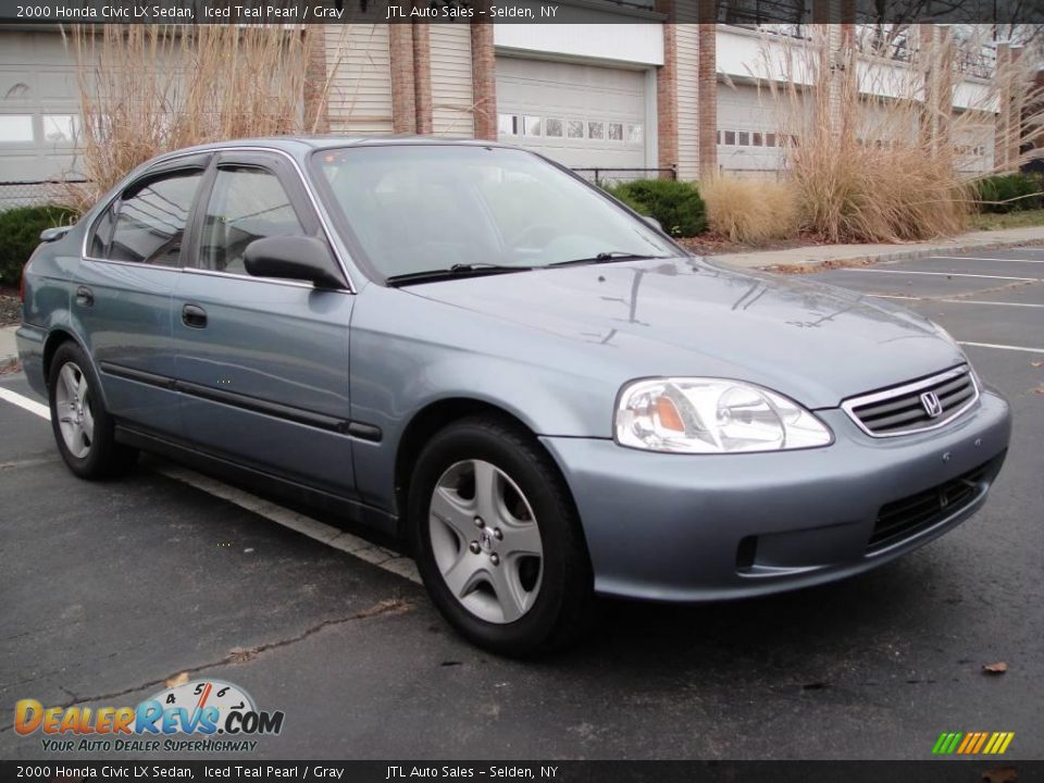 2000 Honda Civic LX Sedan Iced Teal Pearl / Gray Photo #7