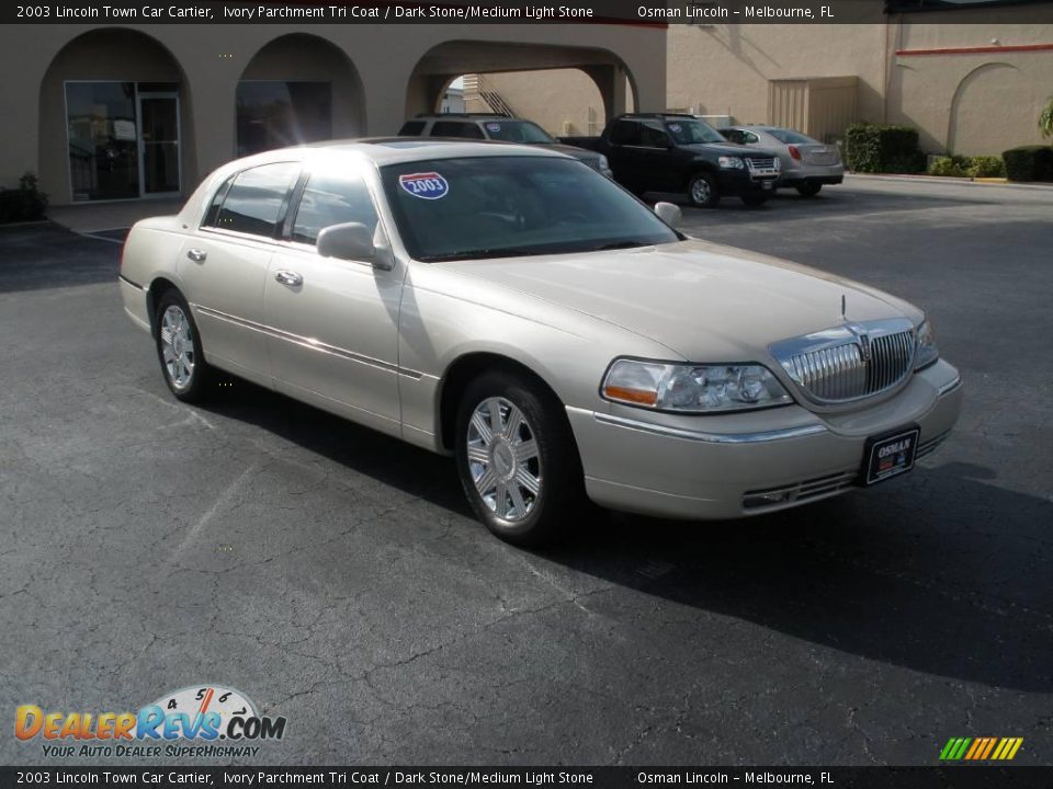 2003 Lincoln Town Car Cartier Ivory Parchment Tri Coat / Dark Stone/Medium Light Stone Photo #1
