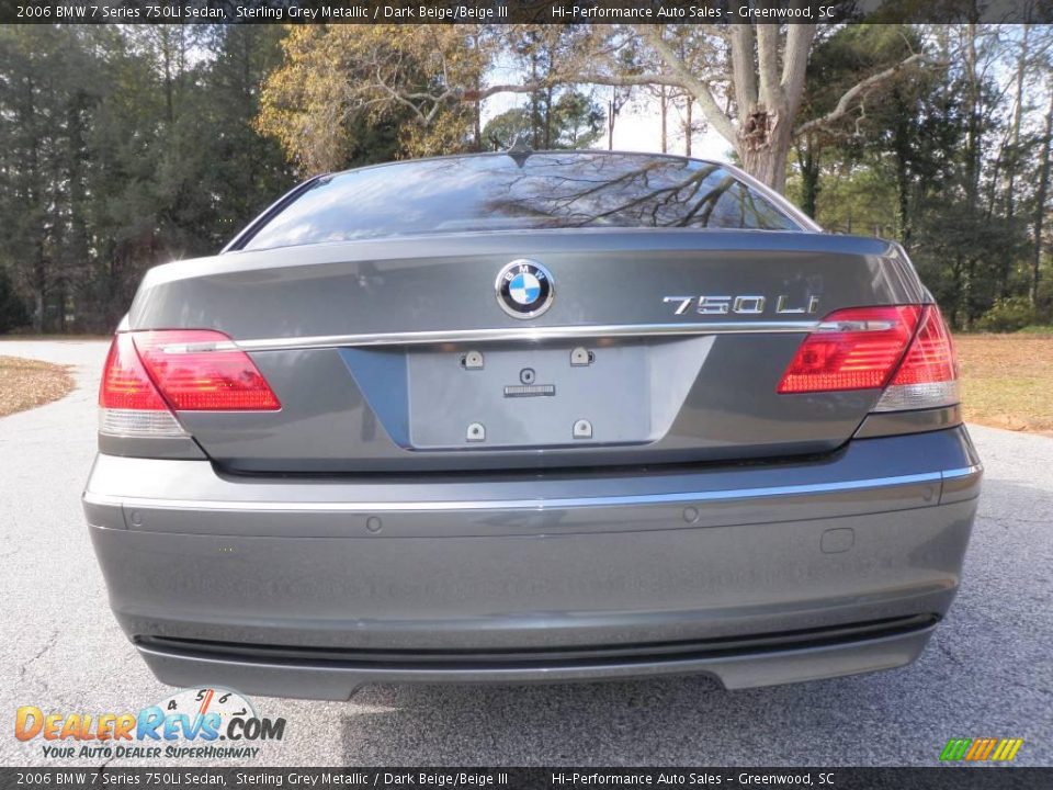 2006 BMW 7 Series 750Li Sedan Sterling Grey Metallic / Dark Beige/Beige III Photo #6