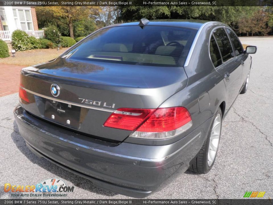 2006 BMW 7 Series 750Li Sedan Sterling Grey Metallic / Dark Beige/Beige III Photo #7