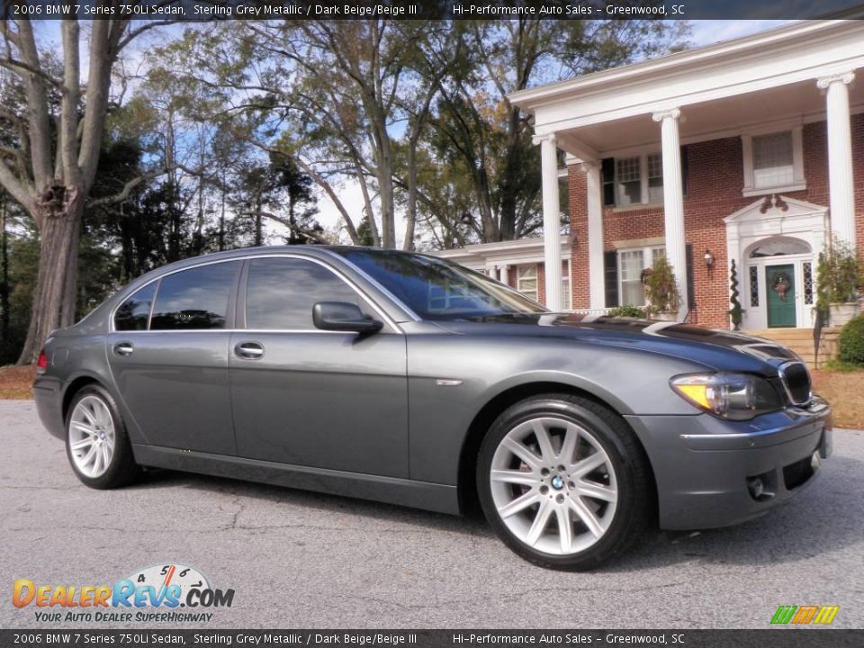 2006 BMW 7 Series 750Li Sedan Sterling Grey Metallic / Dark Beige/Beige III Photo #10